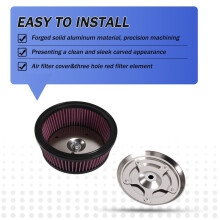 Air Cleaner Cover & 3-Hole Red Filter Element for Dyna Softail Touring