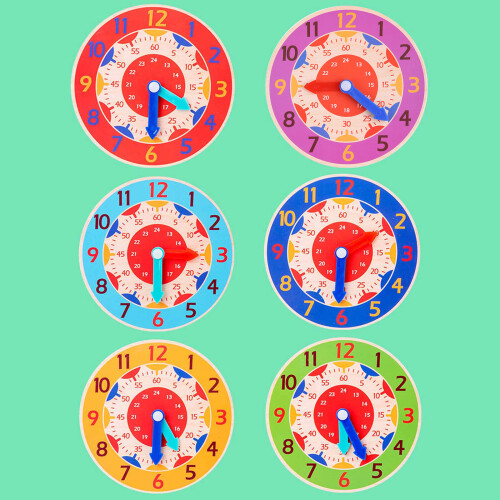 5.5in Learning Clock Learning Board for w/ 12/24 Hour Scale Primary Toddler Gi Red 2