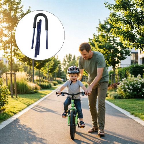 Telescoping push handle for kids bike practice and control use Blue 2