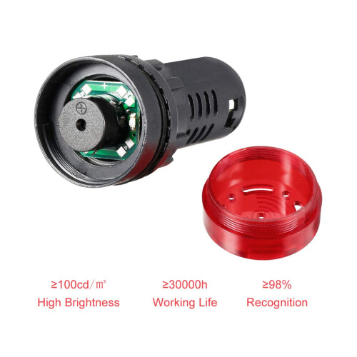 2Pcs Red Pilot Light with Buzzer AC/DC 24V, 22mm Panel Mount Flashing Alarm, for Electrical Control Panel, HVAC, DIY Projects 2