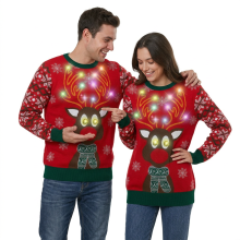 Pull de Noël en maille pour homme avec LED Amusant Confortable Rouge XXL — chandail lumineux festif