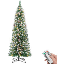 Choinka Sztuczna Ośnieżona Wąska LED 160 Lampek Świąteczna Zielona 150 cm