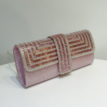 Geometric flap evening purse for women with glitter finish and party use Black