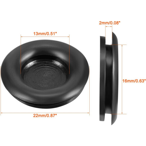 Wire Protector Oil Resistant Rubber Grommets 16mm Mounting Dia 30Pcs Black 2