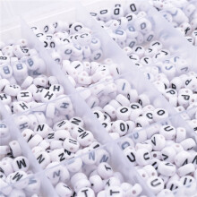 1200Pcs Letter Beads Sorted Alphabet Beads White Letter Bead Kit Round Letter Beads for Jewelry Making with Plastic Box
