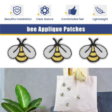 60PCS Bee Embroidered Patches,Cute Bumble Iron Embroidered Applique Decoration Sewing Patches for Clothes DIY Patches