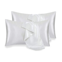 Fronha de Cetim para o Cabelo e um Pele Fronha de Seda Branca Fronhas Macias de 4 Unidades 20X30 Polegadas com Fecho de Envelope