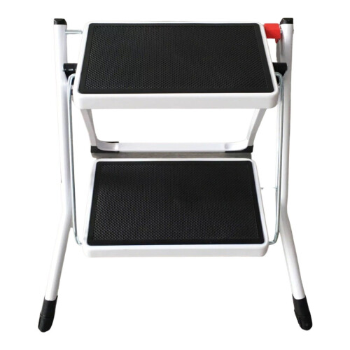2 STEP LADDER STOOL KITCHEN DIY HOME DOUBLE FOLDING NON SLIP HEAVY DUTY COMPACT 1