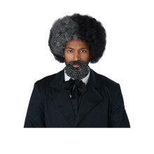 Peluca y barba de Frederick Douglass para hombre, adulto, negro/gris, tamaño único