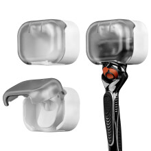 LUEXBOX 2 Pack Rakhållare med Lock för Duschvägg, Självhäftande Rakhylla, Plast Rakhängare Kompatibel med Fusion