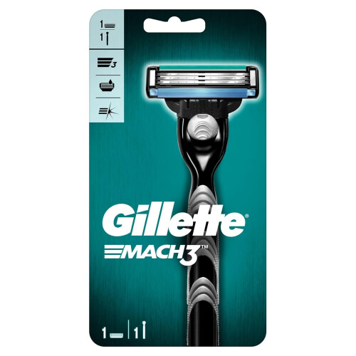 Gillette MACH 3 - Handle w/1 Cartridge & Turbo REFILLABLE Razor
