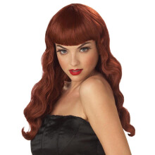 Rote Auburn Pin Up Girl Lange Kostümperücke Erwachsene Einheitsgröße