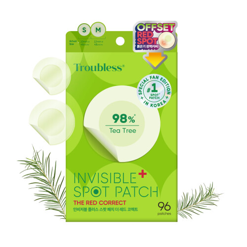 Patch Invisible Plus Troubless Correcteur Rouge - Hydrocolloïde Fin avec 98% d'Extrait d'Arbre à Thé