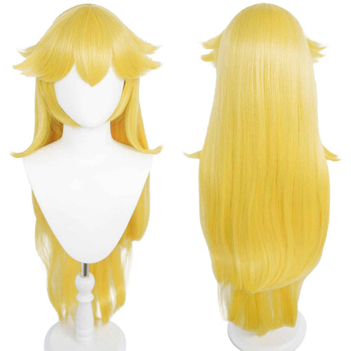 ANOGOL Cappello per Capelli + Parrucca da Principessa Lunga Gialla Ondulata per Cosplay