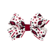 Divine Creations Girls' Collegiate Themed Game Day Logo Print Hair Bow by Wee Ones on a WeeStay Clip, Classic Grosgrain, Mini, Arkansas