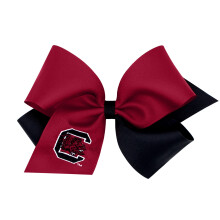 Divine Creations Girls' Collegiate Themed Game Day Two-Tone Hair Bow by Wee Ones on a WeeStay Clip, Classic Grosgrain, King, South Carolina