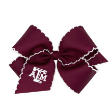 Divine Creations Girls' Collegiate Themed Game Day Logo Print Hair Bow by Wee Ones on a WeeStay Clip, Moonstitch, King, Texas A&M