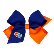 Divine Creations Girls' Collegiate Themed Game Day Two-Tone Hair Bow by Wee Ones on a WeeStay Clip, Classic Grosgrain, Medium, Florida