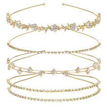 4 Pz Cerchietti Strass, Cerchietto Sposa, Ciaspole di Cristallo, Corona Foglie Metallo, Accessori Capelli Fatati per W
