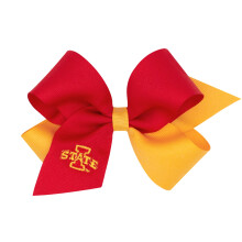 Divine Creations Girls' Collegiate Themed Game Day Two-Tone Hair Bow by Wee Ones on a WeeStay Clip, Classic Grosgrain, Medium, Iowa State University