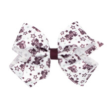 Divine Creations Girls' Collegiate Themed Game Day Logo Print Hair Bow by Wee Ones on a WeeStay Clip, Classic Grosgrain, Classic Grosgrain, Medium, Mi