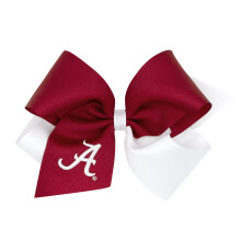 Divine Creations Girls' Collegiate Themed Game Day Two-Tone Hair Bow by Wee Ones on a WeeStay Clip, Classic Grosgrain, King, Alabama