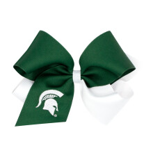 Divine Creations Girls' Collegiate Themed Game Day Two-Tone Hair Bow by Wee Ones on a WeeStay Clip, Classic Grosgrain, King, Michigan State