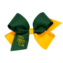 Divine Creations Girls' Collegiate Themed Game Day Two-Tone Hair Bow by Wee Ones on a WeeStay Clip, Classic Grosgrain, Medium, Baylor
