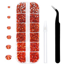 12 Grids 3792pcs Hyacinth Flatback Rhinestones Set for Nail, Art, Crafts, Makeup, Tumblers Glitter Round with Tweezers and Picking Pen(SS6~SS20)
