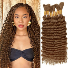Pelo Humano para Trenzas Boho 150g 20 Pulgadas Olas Profundas Sin Weft 6 Paquetes 30#