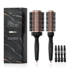 Ellen Evyse Round Brush for Blow Drying, Ceramic Coated Barrel for Volumizing & Shine, Lightweight Styling Brush for Straightening, Curling,with 4 Hai