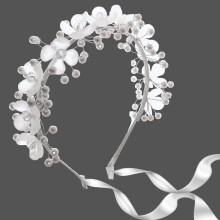 Needzo Corona di Fiori Bianca per Prima Comunione, Cerchietto per Ragazze per Matrimoni, Accessorio in Perle e Cristalli