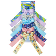 Bluey Printed Long Tail Hair Bow Set for Girls - 7-Pack Printed Bows with Alligator Clips - Cute Hair Accessories for Kids Ages 3+