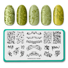 Maniology Leafy Swirls Nagelstämplingsplatta | Blad & Botaniska Snurriga Mönster för Eleganta DIY-Manikyr
