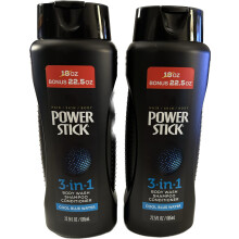 PowerStick Champú + Acondicionador + Gel de Ducha 3 en 1 (2 EA 22.5 Oz)