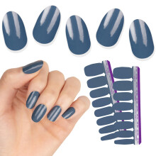 Color Street Slate of Mind Nail Strips - Muted Blue-Gray Creme Finish - Stay Cool, Composed, Collected - 16 Double-Ended Strips for Easy Application -