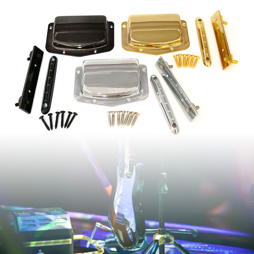 Guitar Bridge Pulling String Board Guitar Bridge Tailpiece with Bridge Cover Silver 2