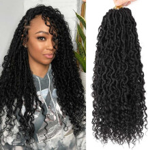 Lickran 45 cm Faux Locs Trenzas para Mujeres Negras 8 Paquetes de Trenzas Bohemias con Puntas Rizadas