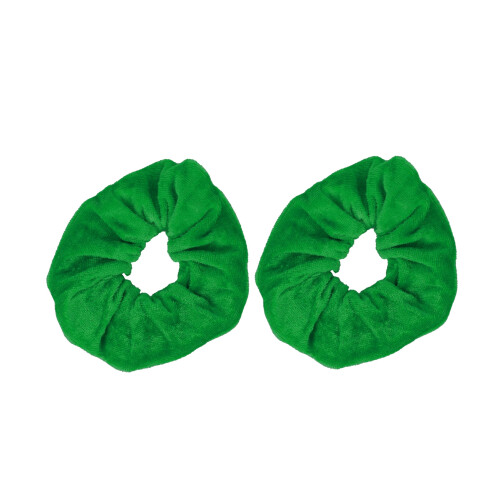 Velvet Effen Scrunchies - Set van 2 (Groen)