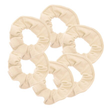 6er Pack große einfarbige Haargummis (Beige)