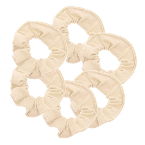 6er Pack große einfarbige Haargummis (Beige)