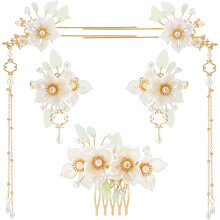 HINZIC 5pcs Pinzas de Flores con Borlas para Mujeres, Clips de Camelia con Perlas de Cristal