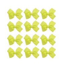 Small Solid Bow for Girls - Set of 12 (Neon Yellow)