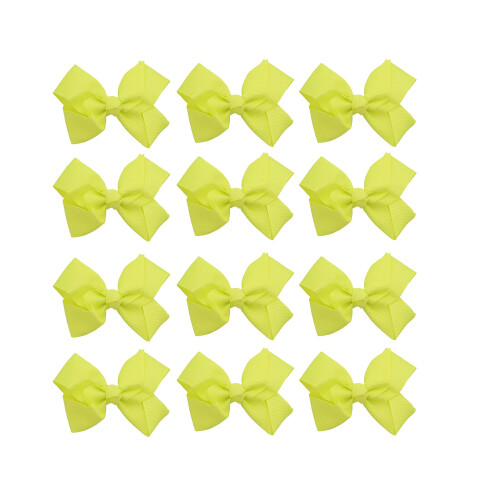 Small Solid Bow for Girls - Set of 12 (Neon Yellow)