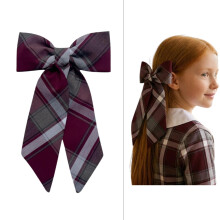 ClassExceed Jumbo Plaid Hair Bow for Girls - Extra Large 5"x8" with Long Tail & Secure French Barrette - Durable Yarn-Dyed Fabric - Back to School Acc