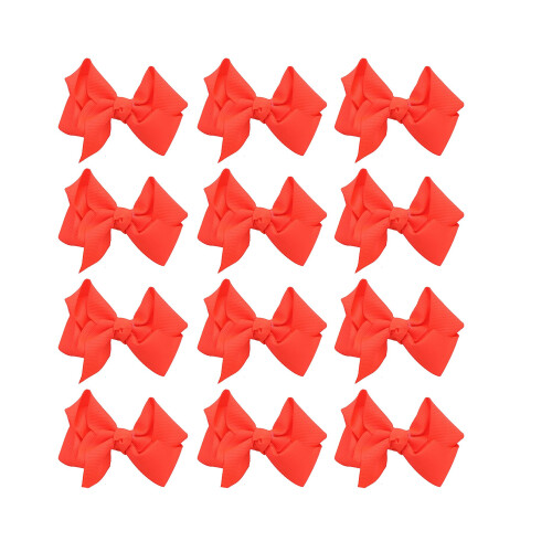 Small Solid Bow for Girls - Set of 12 (Neon Orange)