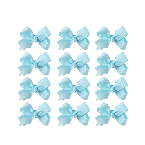 Lazos Sólidos Pequeños para Niñas - Set de 12 (Azul Claro)