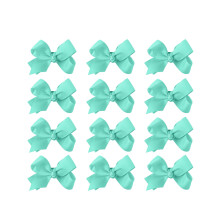 Small Solid Bow for Girls - Set of 12 (Aqua)