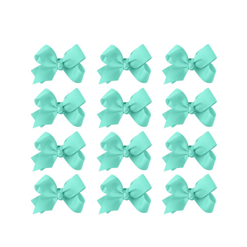 Small Solid Bow for Girls - Set of 12 (Aqua)