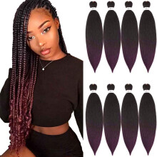 8 Paquetes de Extensiones de Cabello Trenzado Sintético 24" EZ Trenzas Suave Yaki Recto Omb
